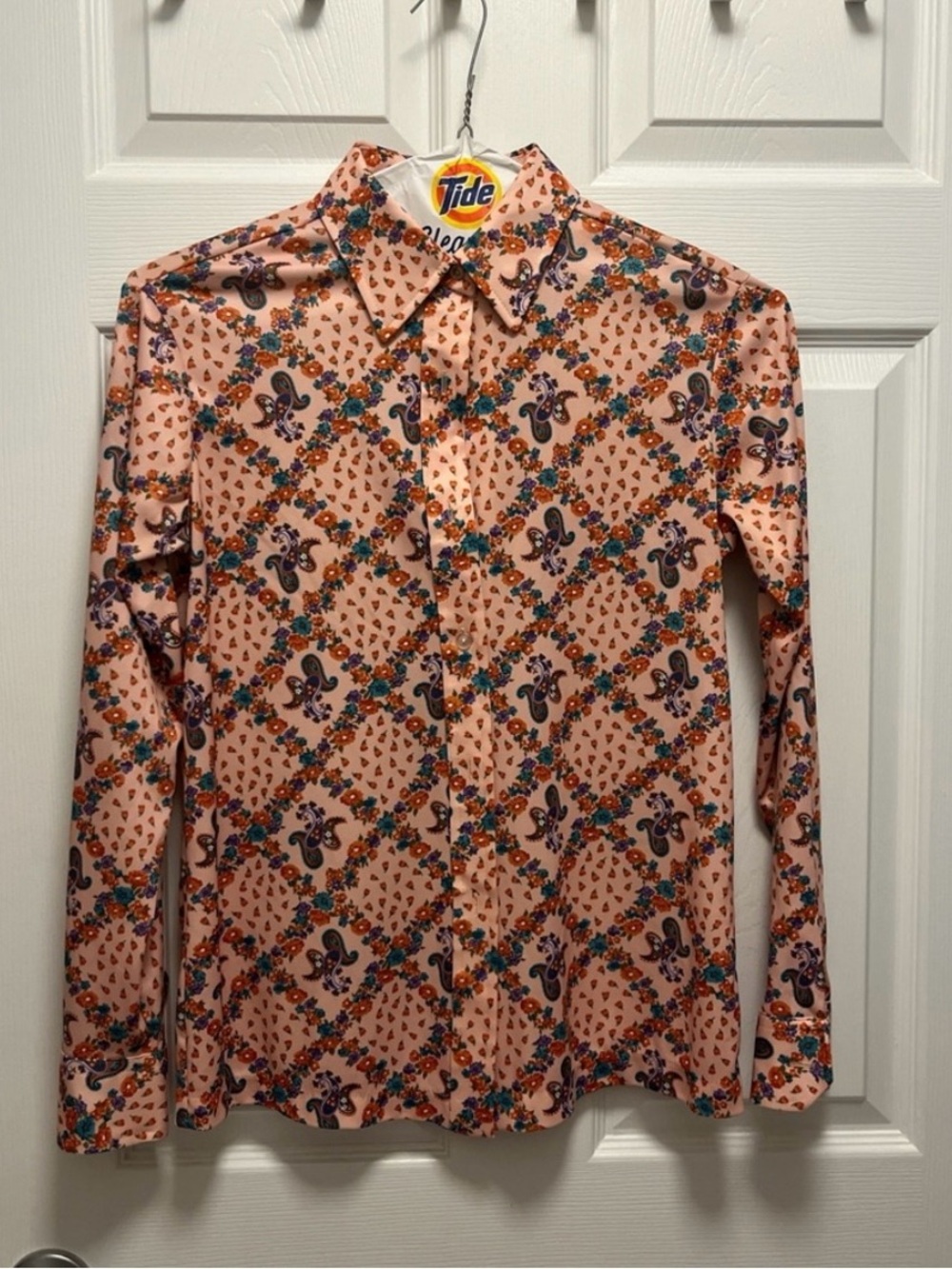 Vintage Pink Floral Paisley Button Down Shirt